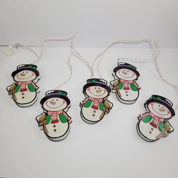 5pc Vintage Christmas Snowman String Light Set - Picture 6 of 6